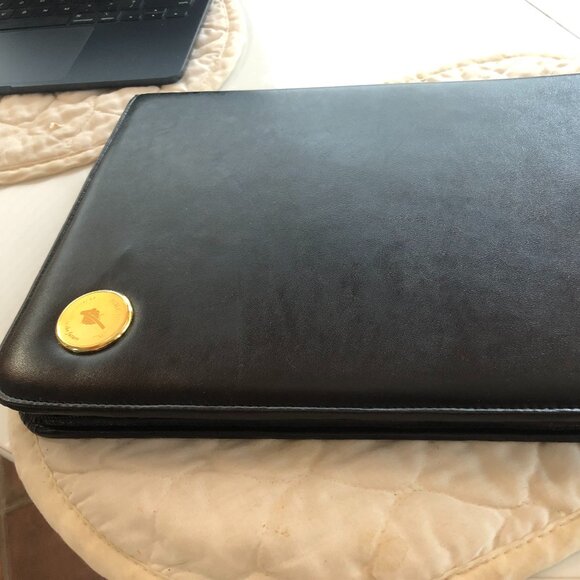 Black leather portfolio with zipper closure in original box - Picture 1 of 6